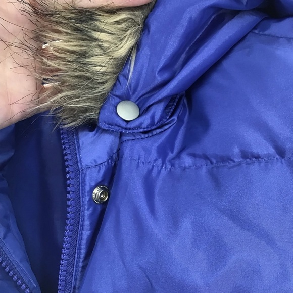 Talbots Down Vest W/Faux Fur Detachable Hood Zip Winter Sapphire Size Medium - Picture 6 of 11
